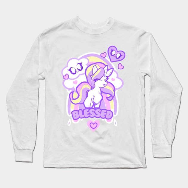 Blessed Unicorn Long Sleeve T-Shirt by pbarbalios